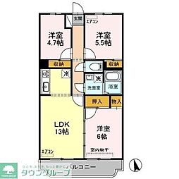 グランディール 3LDKの間取図画像