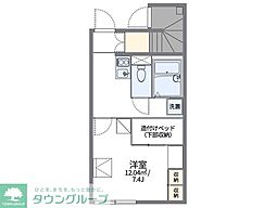 レオパレスフォンターナ 1階1Kの間取り