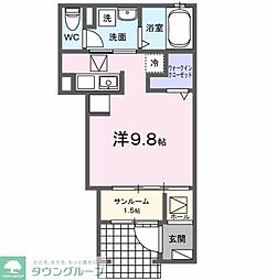 レガシィ　フォレスト 1階ワンルームの間取り