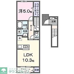 サニーヒルズ 2階1LDKの間取り