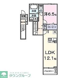 サンライズ 2階1LDKの間取り