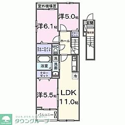 サンライズ 2階3LDKの間取り