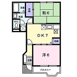 ファミールメゾンＤ 1階2DKの間取り