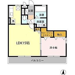 スカイプラザ 1階1LDKの間取り