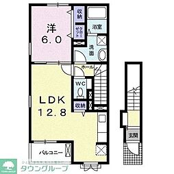 ディ　ジャラン 2階1LDKの間取り