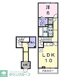 アクア　Ａ 2階1LDKの間取り