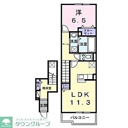 アクア　Ａ 2階1LDKの間取り