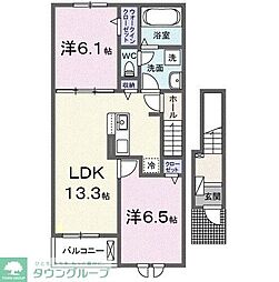 アクア　Ｂ 2階2LDKの間取り