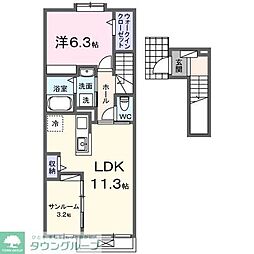シャトンノアール鴻巣 1LDKの間取図画像