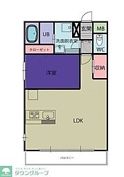 バルパレーエスト 1LDKの間取図画像