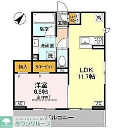 熊谷市万平町1丁目アパート 1LDKの間取図画像