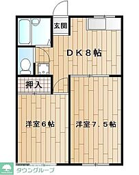 メゾンスミルナ 2DKの間取図画像