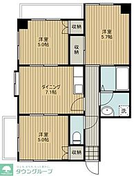 本住町マンション1番館 3DKの間取図画像