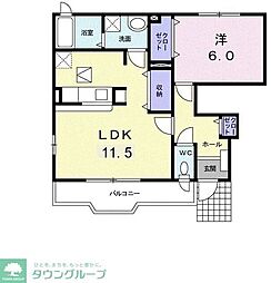 ティーハーベストA 1LDKの間取図画像