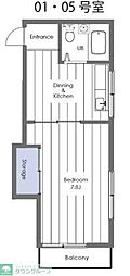 高坂パールハイツ 1DKの間取図画像