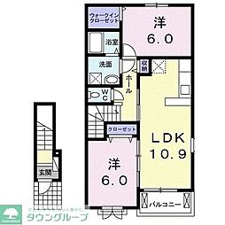 プラシード2 2LDKの間取図画像