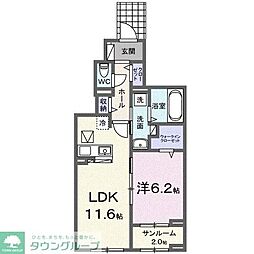 ネオ・ルピア 1LDKの間取図画像