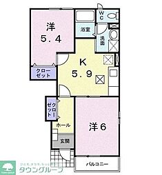 シャンブル・エイト 2Kの間取図画像