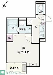 東松山市若松町1丁目アパート 1Kの間取図画像