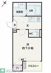 東松山市若松町1丁目アパート 1Kの間取図画像