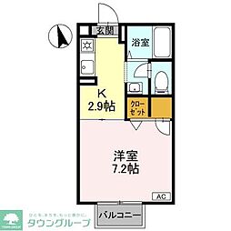 ハイツ定栄E 1Kの間取図画像