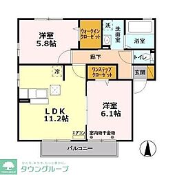 トミーパーリーD 2LDKの間取図画像