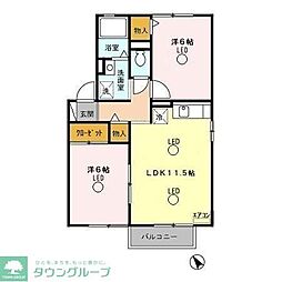 ラフィーネ安野A 2LDKの間取図画像