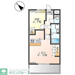 キャトルセゾン 1LDKの間取図画像