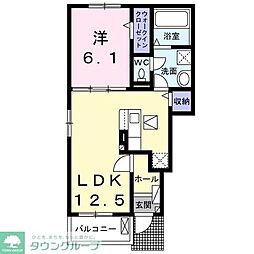 カーサ ピァッツァ 寄居 B 1LDKの間取図画像