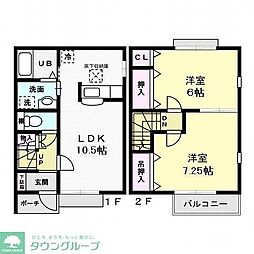 グラスドミール1 2LDKの間取図画像