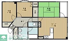 '90ninety-3行田 2LDKの間取図画像