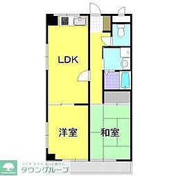 熊谷朝日ビル朝日ハイツ 2LDKの間取図画像
