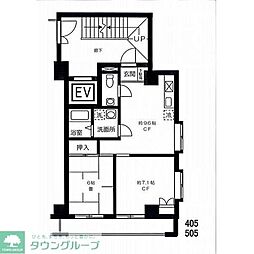 熊谷朝日ビル朝日ハイツ 2LDKの間取図画像