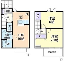 ハーヴェスト 2LDKの間取図画像