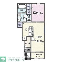 アミュレット 1LDKの間取図画像
