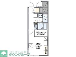 レオパレスカスティージョ天良 1Kの間取図画像