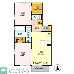 スカイハイツB 2LDKの間取図画像