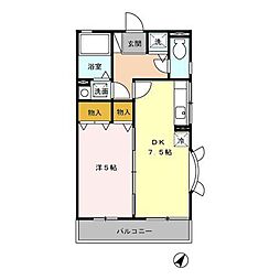 ハイム九曜1 1DKの間取図画像