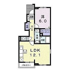 ヴィラガーデンソレイユ 1LDKの間取図画像