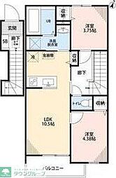 鴻巣市加美3丁目アパート 2LDKの間取図画像