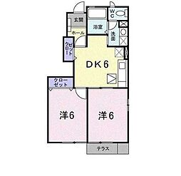 ウエストA 2DKの間取図画像
