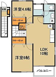 マロンハイツYUKARI 2LDKの間取図画像