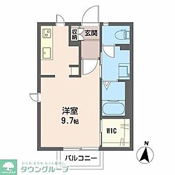 アクシスB棟 ワンルームの間取図画像