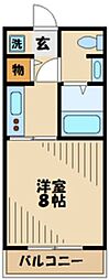 K.S.Pマンション 1Kの間取図画像