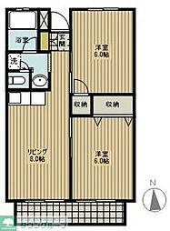 サン・グリーン井草B 2LDKの間取図画像