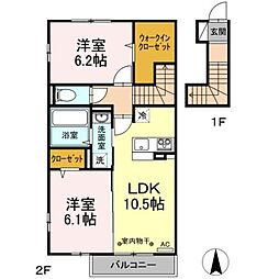 エスポワールB 2LDKの間取図画像