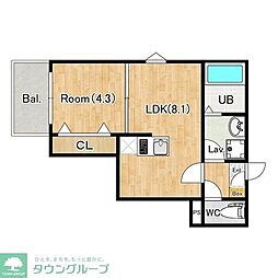 ジーメゾン拝島 1LDKの間取図画像