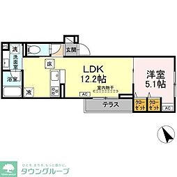 ドムスクレスト共和 1LDKの間取図画像