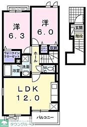 ティーズガーデンA 2LDKの間取図画像