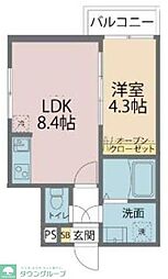 カインドネス八王子元本郷 1LDKの間取図画像